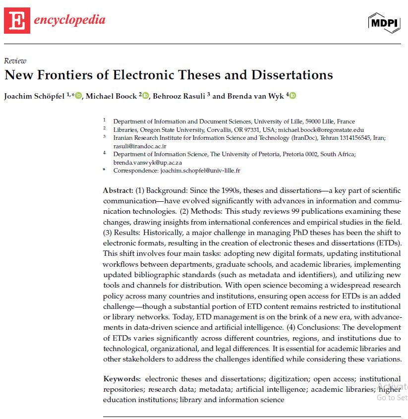 New Frontiers of Electronic Theses and Dissertations