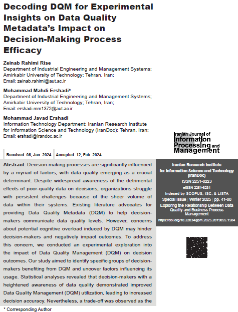 Decoding DQM for Experimental Insights on Data Quality Metadata’s Impact on Decision-Making Process Efficacy