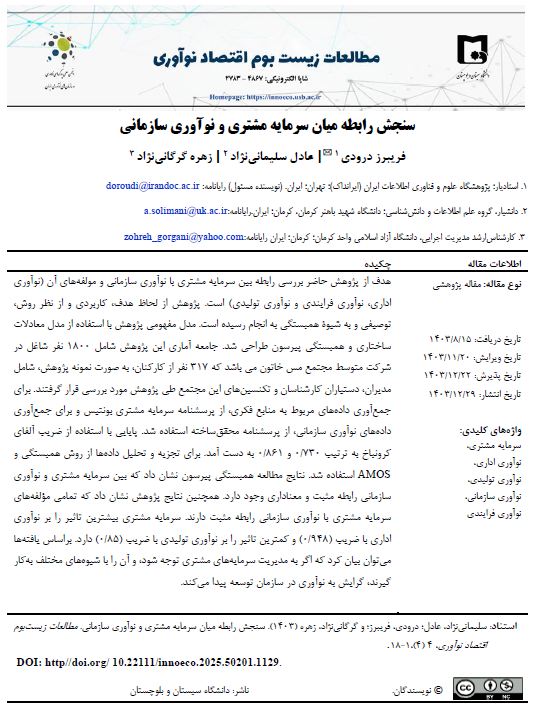 سنجش رابطه میان سرمایه مشتری و نوآوری سازمانی