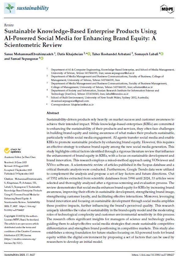 Sustainable Knowledge-Based Enterprise Products Using AI-Powered Social Media for Enhancing Brand Equity: A Scientometric Review