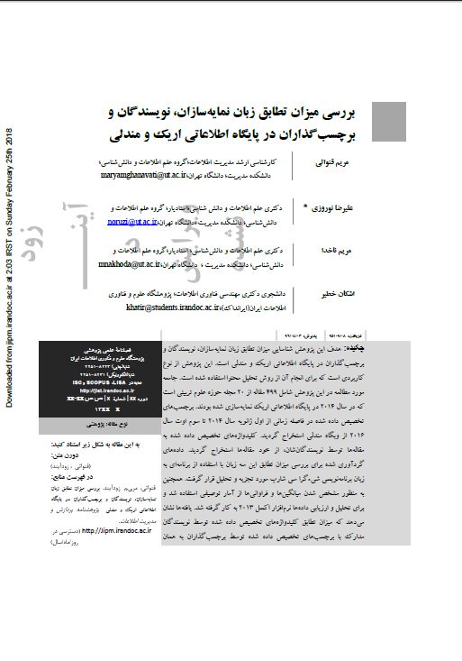 بررسی میزان تطابق زبان نمایه‌سازان، نویسندگان و برچسب‌گذاران در پایگاه اطلاعاتی اریک و مندلی