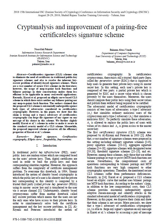 Cryptanalysis and improvement of a pairing-free certificateless signature scheme