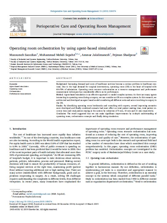 Operating room orchestration by using agent-based simulation