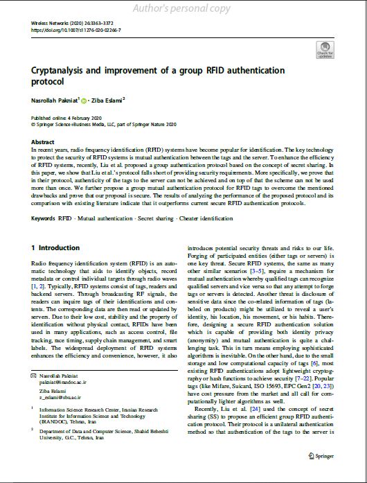 Cryptanalysis and improvement of a group RFID authentication protocol