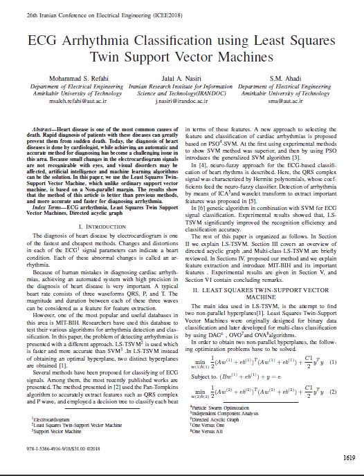 ECG Arrhythmia Classification Using Least Squares Twin Support Vector Machines