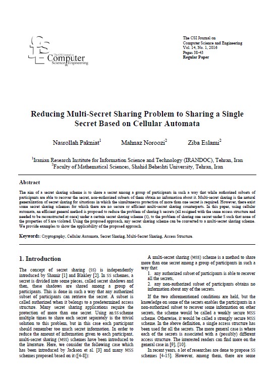 Reducing Multi-Secret Sharing Problem to Sharing a Single Secret Based on Cellular Automata