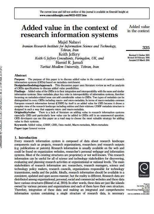 Added value in the context of research information systems