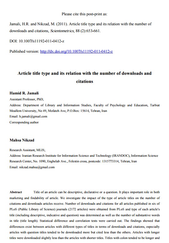 Article Title Type and Its Relation with the Number of Downloads and Citations
