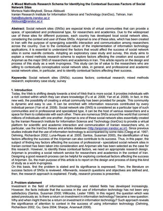 A Mixed Methods Research Scheme for Identifying the Contextual Success Factors of Social Network Sites