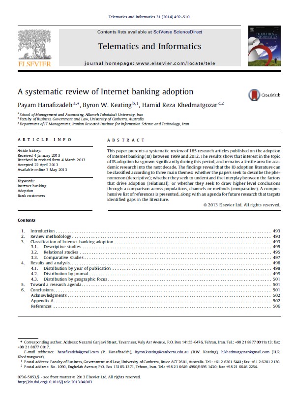 A systematic review of Internet banking adoption