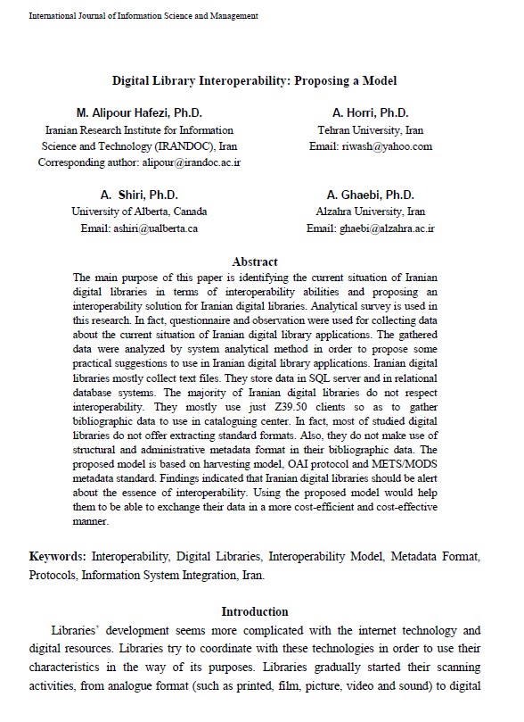 Digital library Interoperability: Proposing a Model