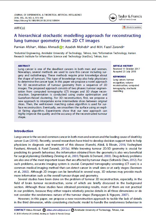 A hierarchical stochastic modelling approach for reconstructing lung tumour geometry from 2D CT images
