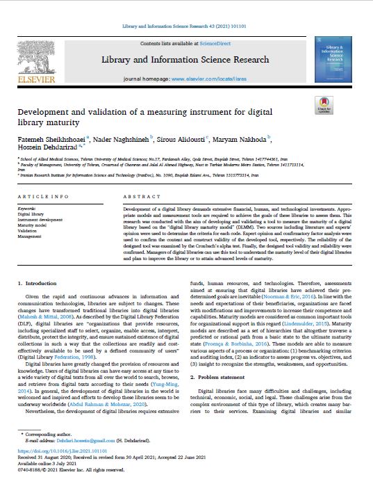Development and validation of a measuring instrument for digital library maturity