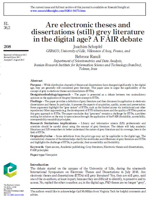 Are electronic theses and dissertations (still) grey literature in the digital age? A FAIR debate