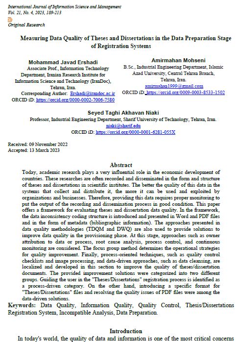 Measuring Data Quality of Theses and Dissertations in Data Preparation Stage of Registration Systems