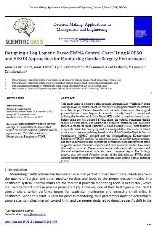Designing a Log-Logistic-Based EWMA Control Chart Using MOPSO and VIKOR Approaches for Monitoring Cardiac Surgery Performance