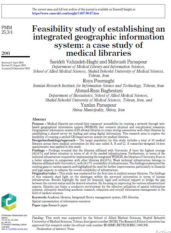 Feasibility study of establishing an integrated geographic information system: a case study of medical libraries