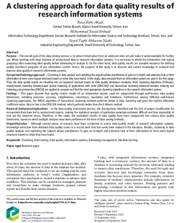 A clustering approach for data quality results of research information systems