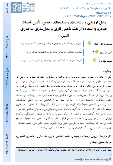 مدل ارزیابی و رتبه بندی ریسک های زنجیره تامین قطعات خودرو با استفاده از نقشه ذهنی فازی و مدلسازی ساختاری تفسیری