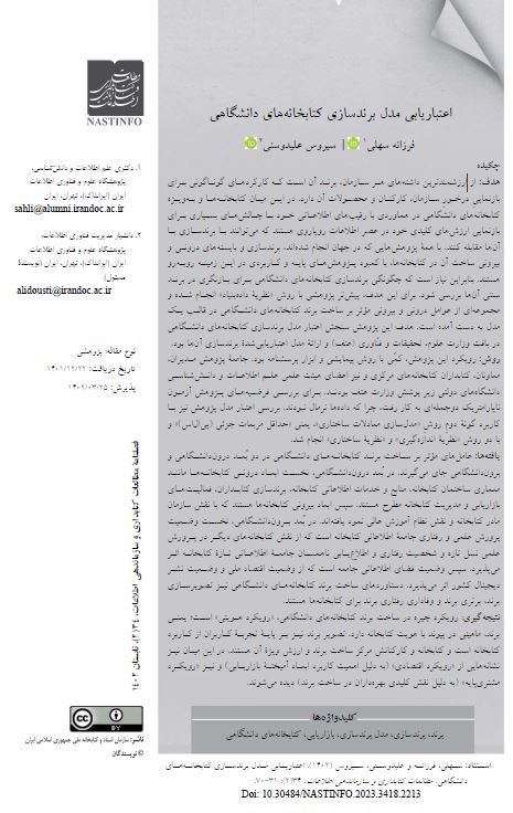 اعتباریابی مدل برندسازی کتابخانه‌های دانشگاهی
