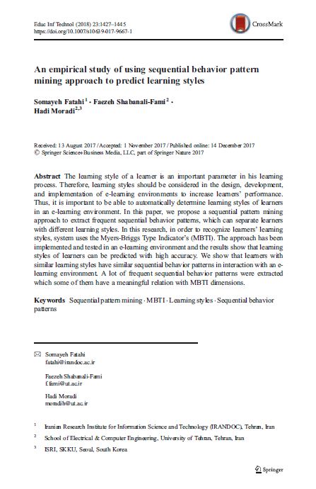 An empirical study of using sequential behavior pattern mining approach to predict learning styles