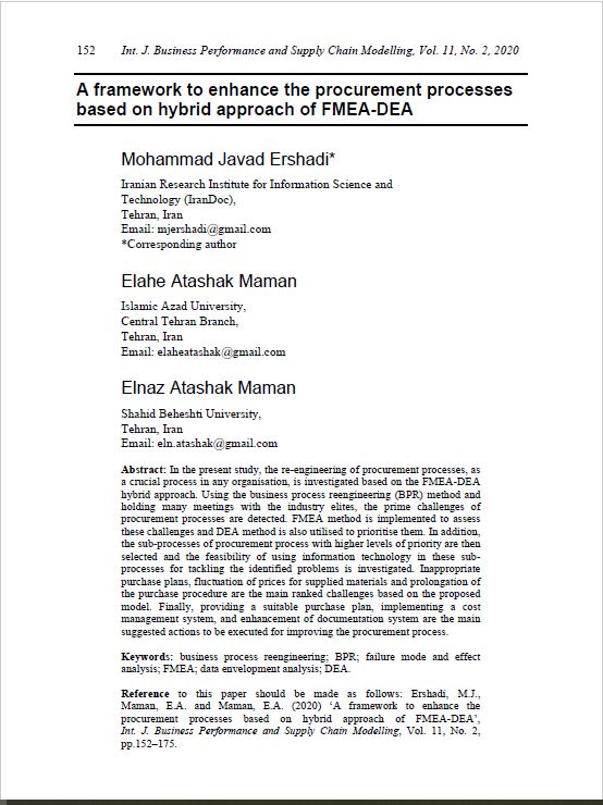 A Framework to Enhance the Procurement Processes Based on Hybrid Approach of FMEA-DEA