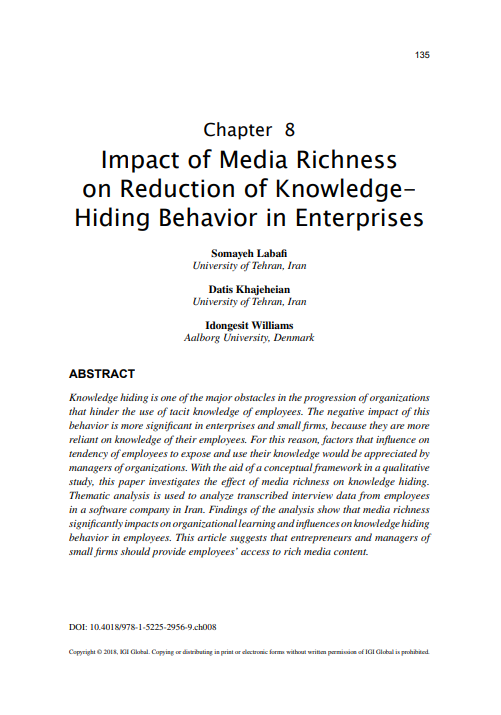 Impact of Media Richness on Reduction of Knowledge-Hiding Behavior in Enterprises
