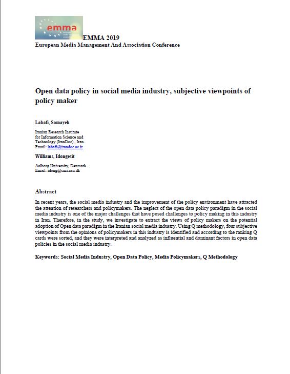 Open data policy in social media industry, subjective viewpoints of policy maker