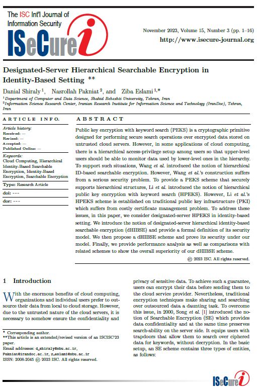 Designated-Server Hierarchical Searchable Encryption in Identity-Based Setting