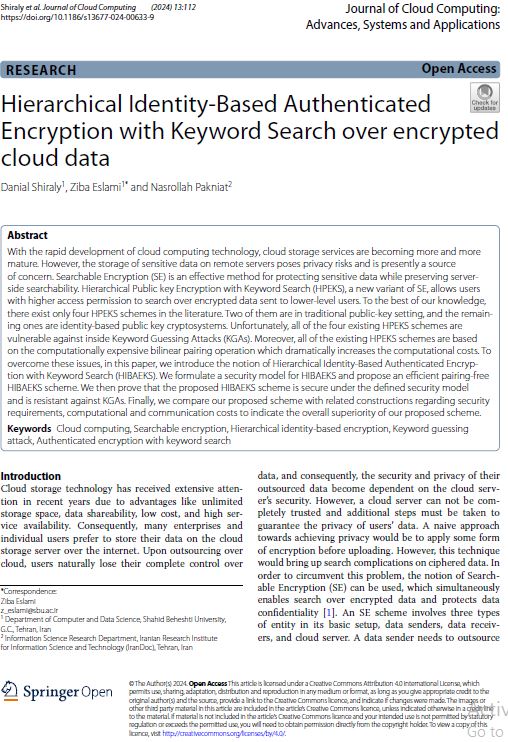 Hierarchical Identity-Based Authenticated Encryption with Keyword Search over encrypted cloud data