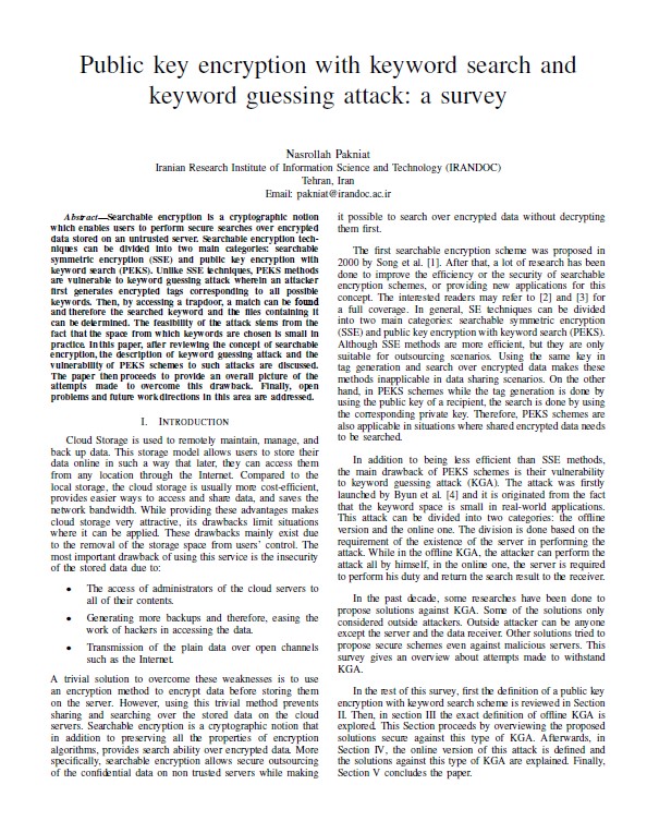 Public key encryption with keyword search and keyword guessing attack: a survey