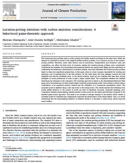 Location-pricing decisions with carbon emission considerations: A behavioral game-theoretic approach