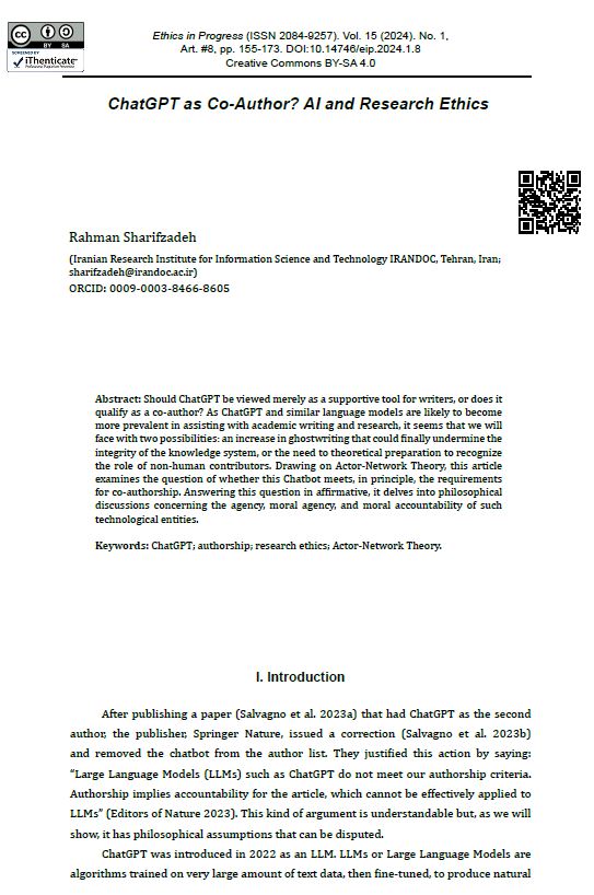 ChatGPT as Co-Author? AI and Research Ethics