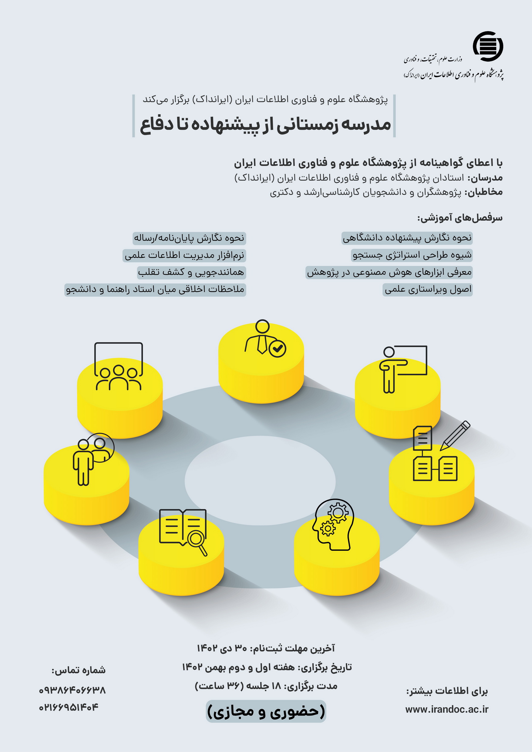 مدرسه زمستانی از پیشنهاده تا دفاع در ایرانداک برگزار می‌شود