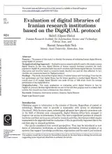 Evaluation of digital libraries of Iranian research institutions based on the DigiQUAL protocol