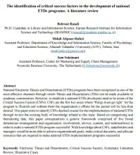 The identification of critical success factors in the development of national ETDs programs: A literature review