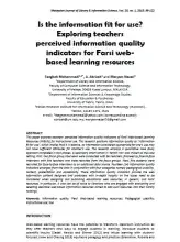 Is the information fit for use? Exploring teachers perceived information quality indicators for Farsi web-based learning resources