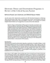 Electronic Theses and Dissertations Programs: A Review of the Critical Success Factors