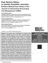 Peer Review Ethics in Iranian Scientific Journals: Evidence-Based Case Study of the Journal of Information Processing and Management (JIPM)