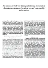 An empirical study on the impact of using an adaptive e-learning environment based on learner’s personality and emotion