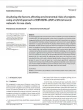 Analysing the Factors Affecting Environmental Risks of Projects Using Hybrid approach of DEMATEL-ANP, Artificial Neural Network: A Case Study